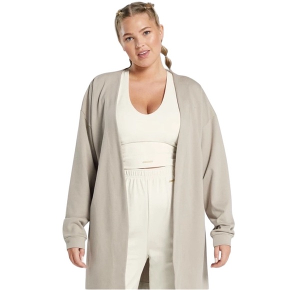 Gymshark Whitney Simmons V3 Oversized Robe Open Cardigan Tan Medium - Picture 13 of 16